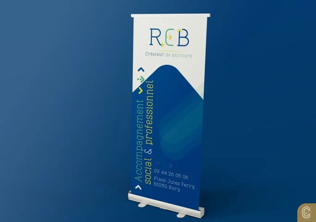 Mockup d'un roll-up réalisé pour l'association REB